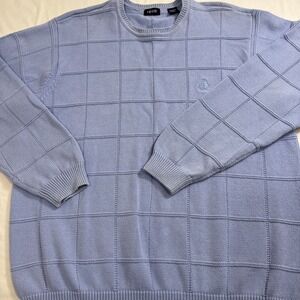 SWEATER-MEN'S‎ XL IZOD-BLUE -Long Sleeves-Knit Square Pattern-
